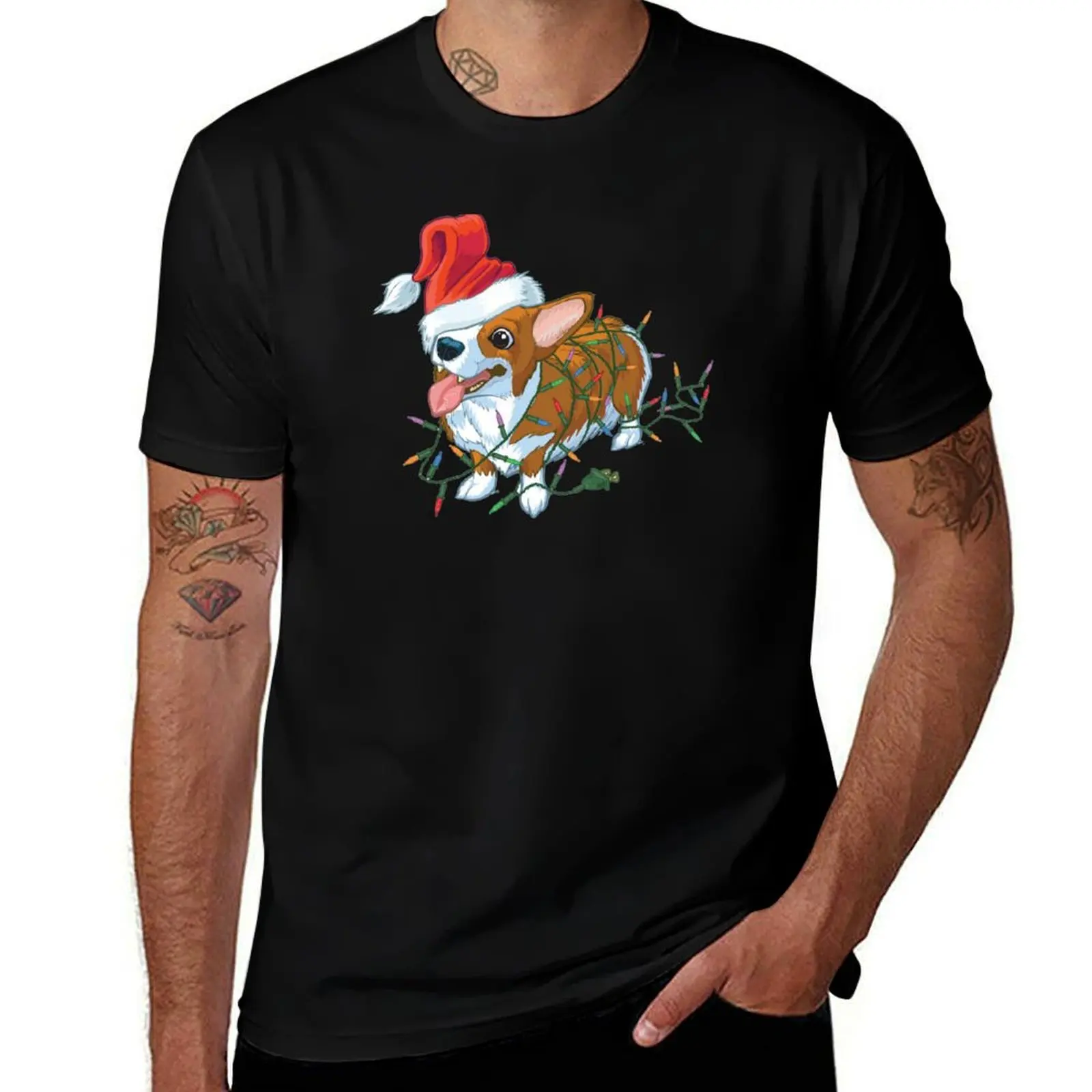 

christmas corgi T-Shirt t shirt personalised black cotton t-shirt plain for man package