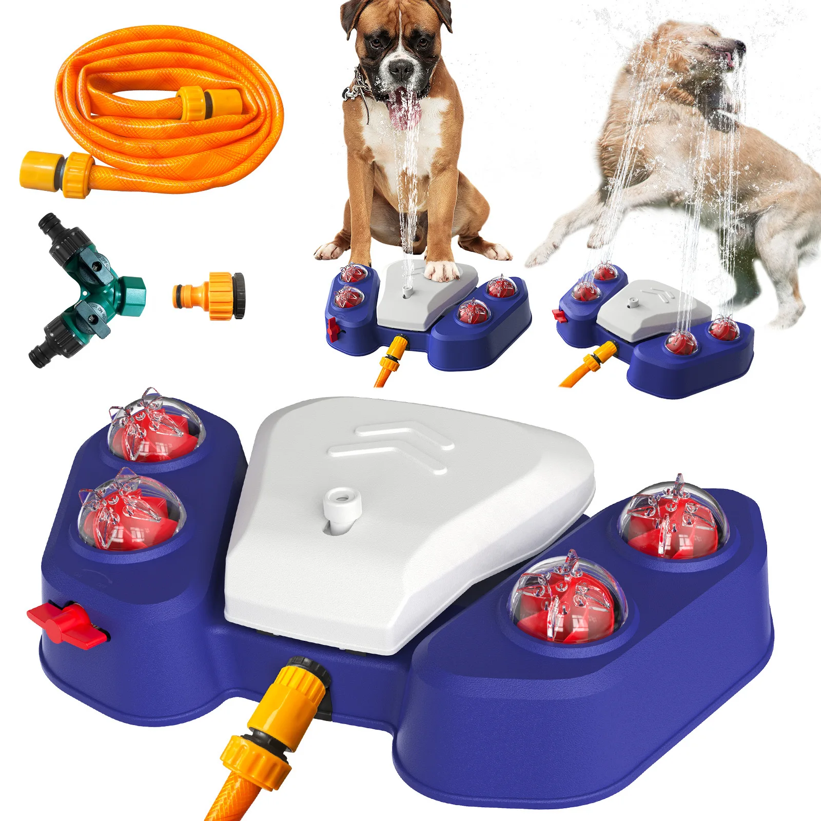 

Dog Water Fountain with Adjustable Spray Pet Water Toy Paw-Activated Large Easy to Use Dog Water Fountain for Play and Drinking