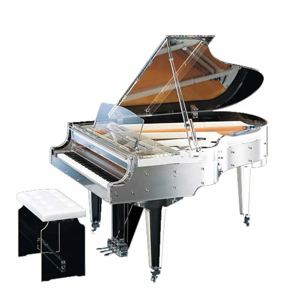 Chinese Modern Luxury 5 Star Hotel Bedroom Restaurant Furniture Transparent Crystal Grand Piano