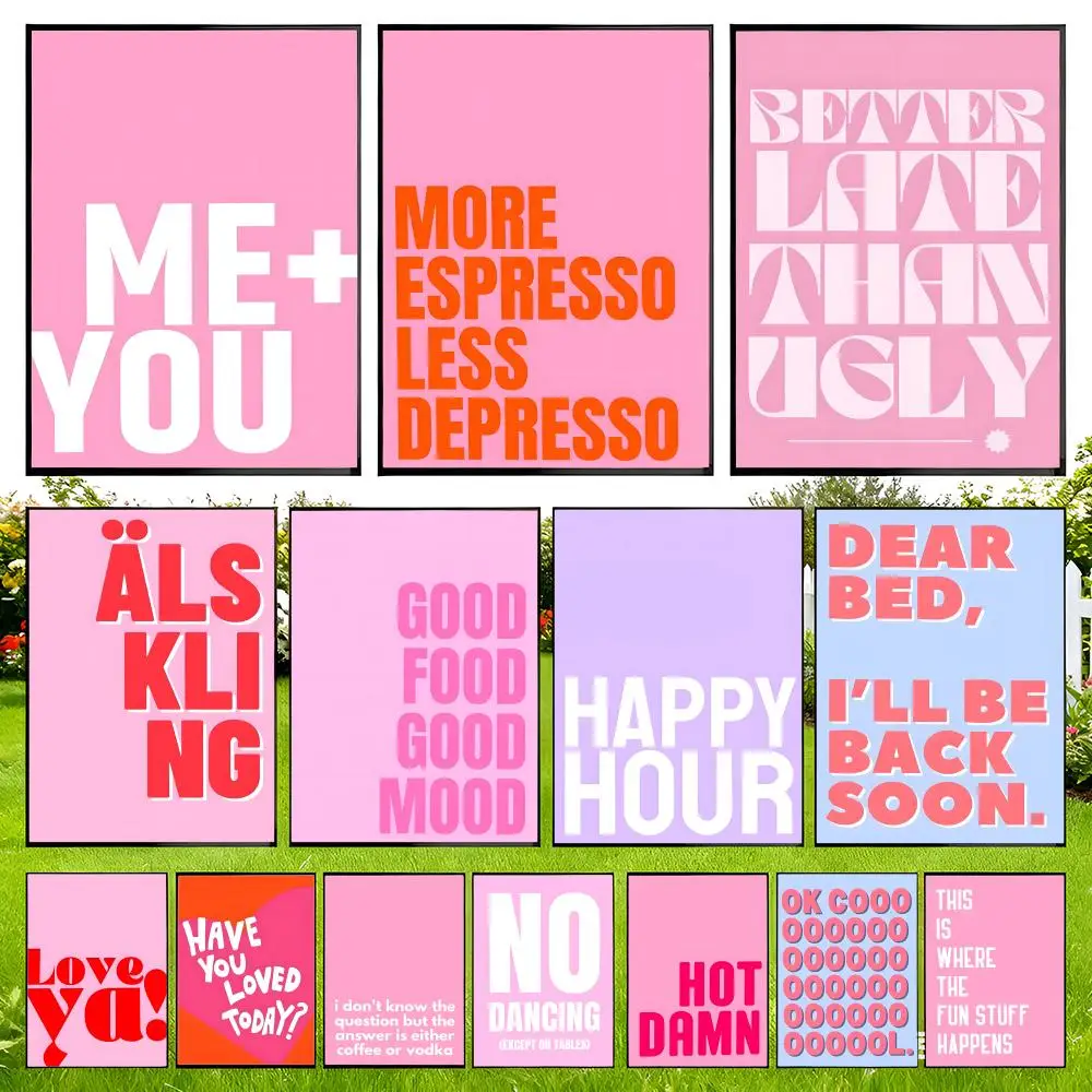 

Pink Inspirational Word Quote Poster Easy to Install Self Adhesive HD Wall Decor Waterproof Tear Resistant Home Bedroom Perfect