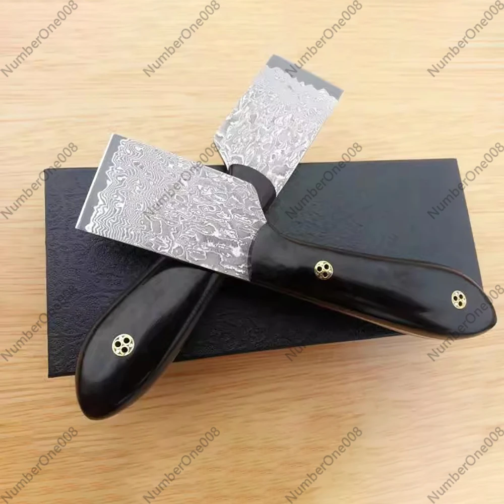 High-Grade Leather Cutting Knife DIY Handmade Leathercraft Cutter HRC 59 Vg10 Damascus Steel Blade with Ebony Handle