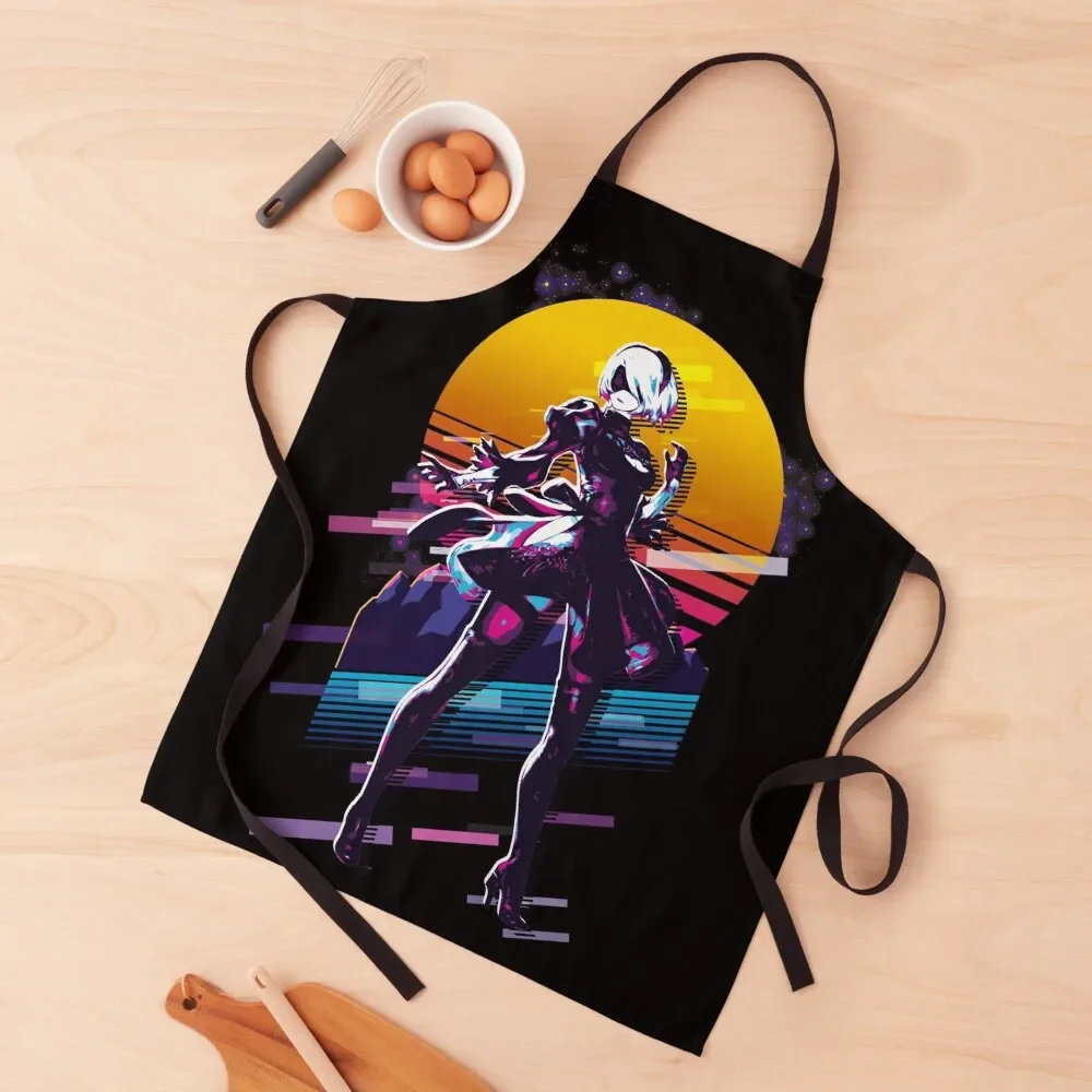 

NieR Automata - 2B *80s retro* Apron Ladies Utensils For Kitchen Apron