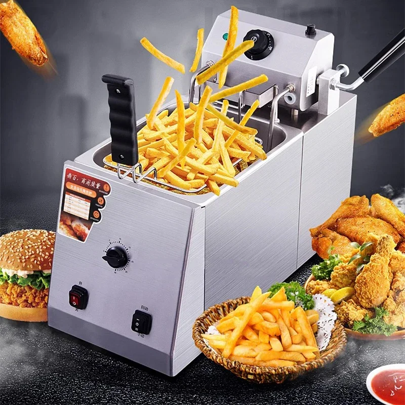 Friteuse électrique commerciale, machine française profonde, friteuse relevable, équipement de cuisine et de restaurant, appareil ménager, robot culinaire, 8L