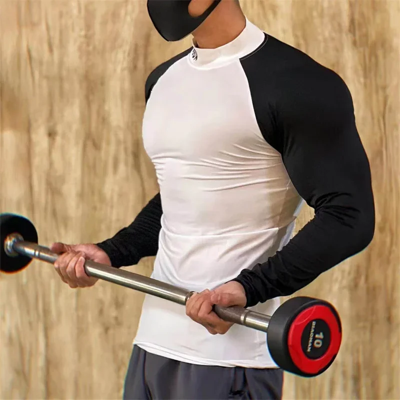 Frühling herbst hohe qualität kompresse Enge sport T-shirt schnell trocknend elastizität langarm T-shirt männer laufen fitness tops – Detail 6