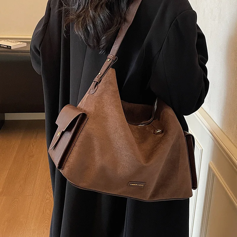 

Casual Retro Suede Bag Crossbody Bag for Woman Shoulder Bags Fashionable Large Capacity Purse and Handbags Travel Bags Сумка 가방