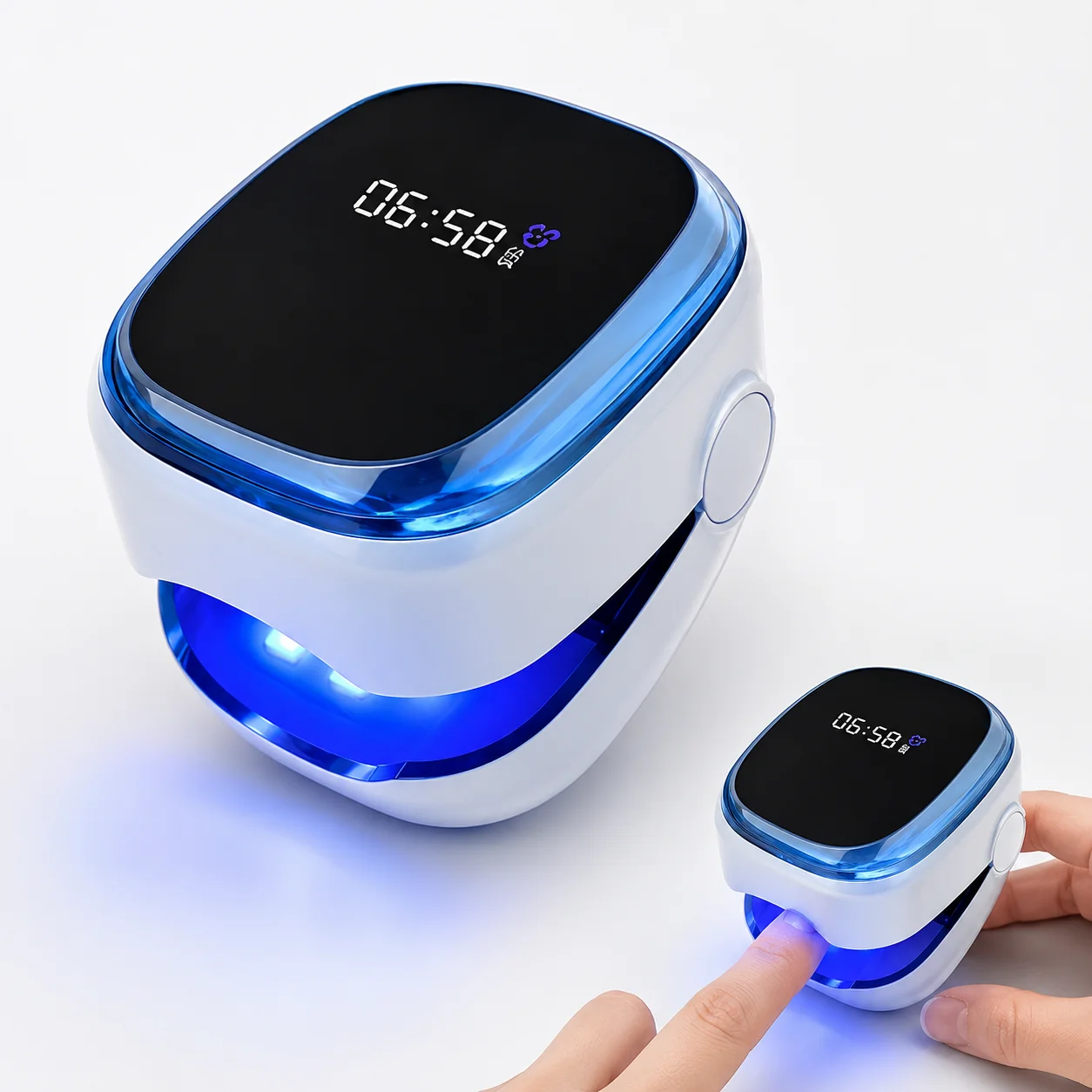 Nail Care Phototherapy Device 470nm Blue Light + 930nm Near Infrared Light, 7-Min Smart Timer, Portable Fingernail Toenail Care Tool with LED Display, One-Button Operation, Home Nail Care Device, Multi-Color Options