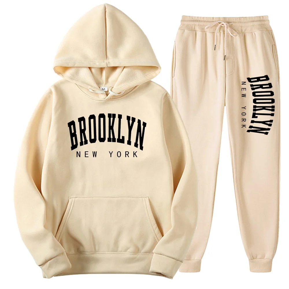 BROOKLYN NEW YORK Otoño Invierno hombres mujeres Sudadera con capucha traje de algodón puro pareja sudaderas para correr ropa de calle de gran tamaño nuevo