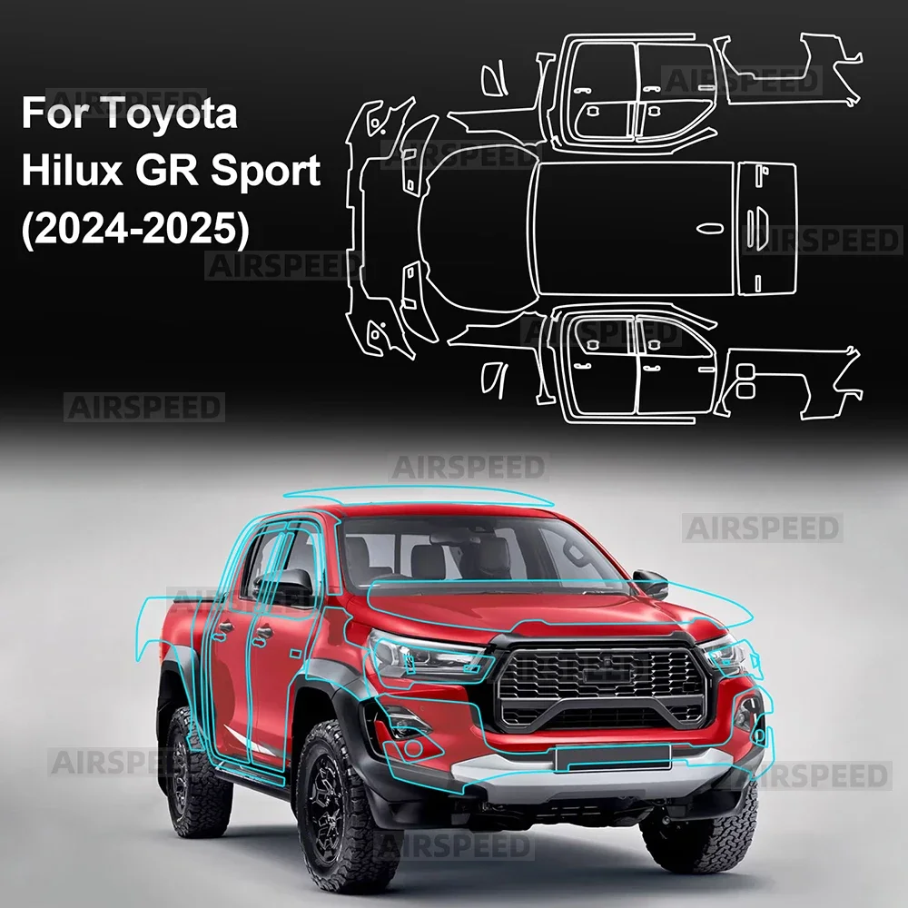 For Toyota Hilux GR Sport 2024 2025 TPU Pre-Cut Paint Protection Clear Film Kit Transparent Anti Scratch Body Sticker Film