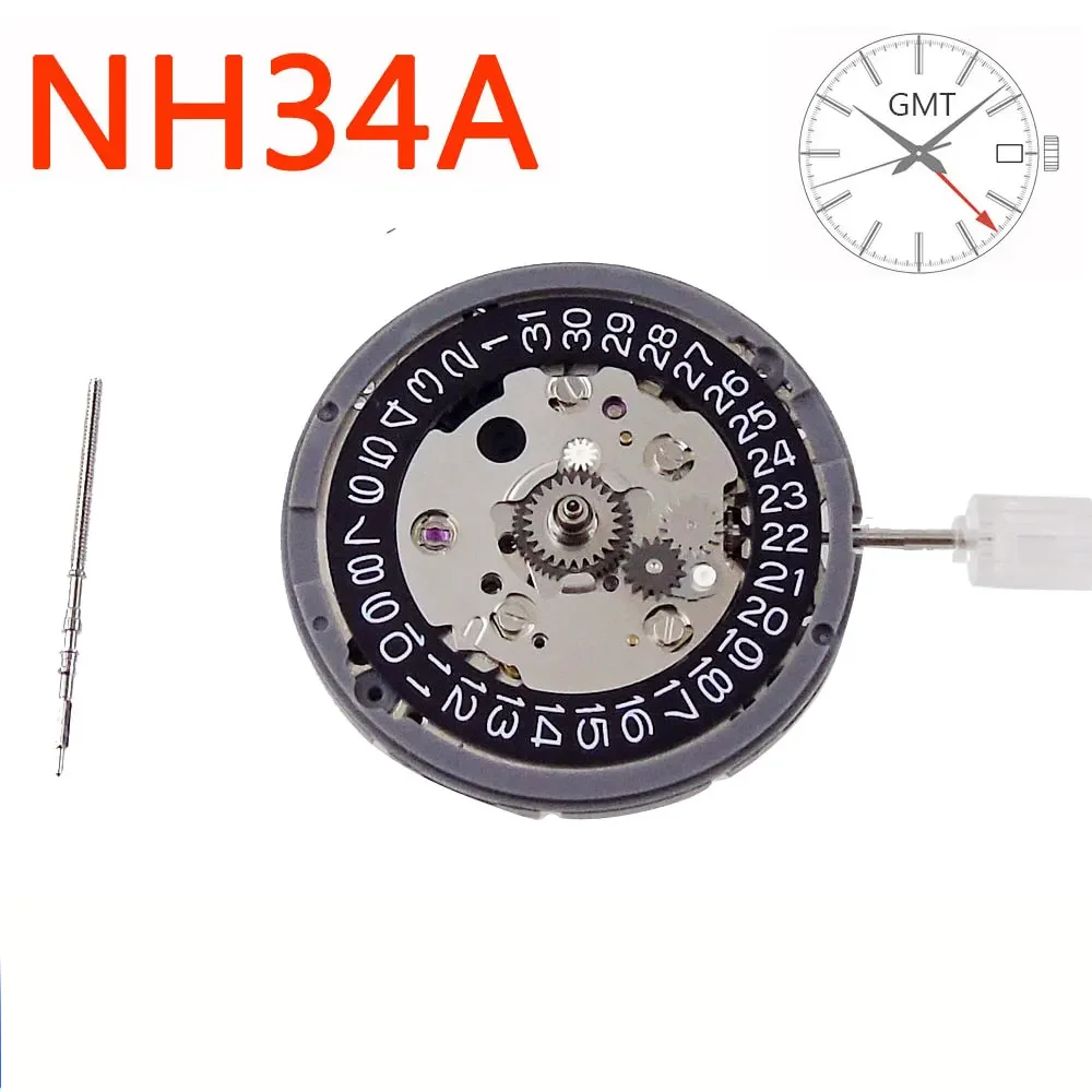 

Crown at 3/9 Genuine Watch Movement Part NH34A NH34 GMT Mechanism for nh34 gmt watch Replacement Parts Black White Datewheel