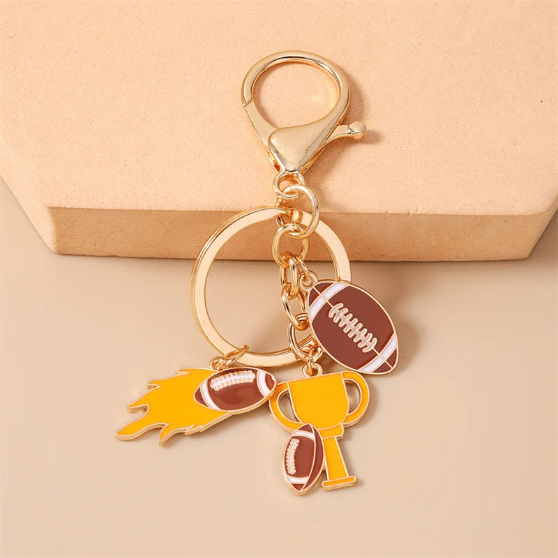 Aihua Emaille American-Football-Schlüsselanhänger für Frauen und Mädchen, Sportliebhaber, Fußball-Schlüsselanhänger, Handtaschenanhänger, Modeschmuck, Geschenke – Detail 5