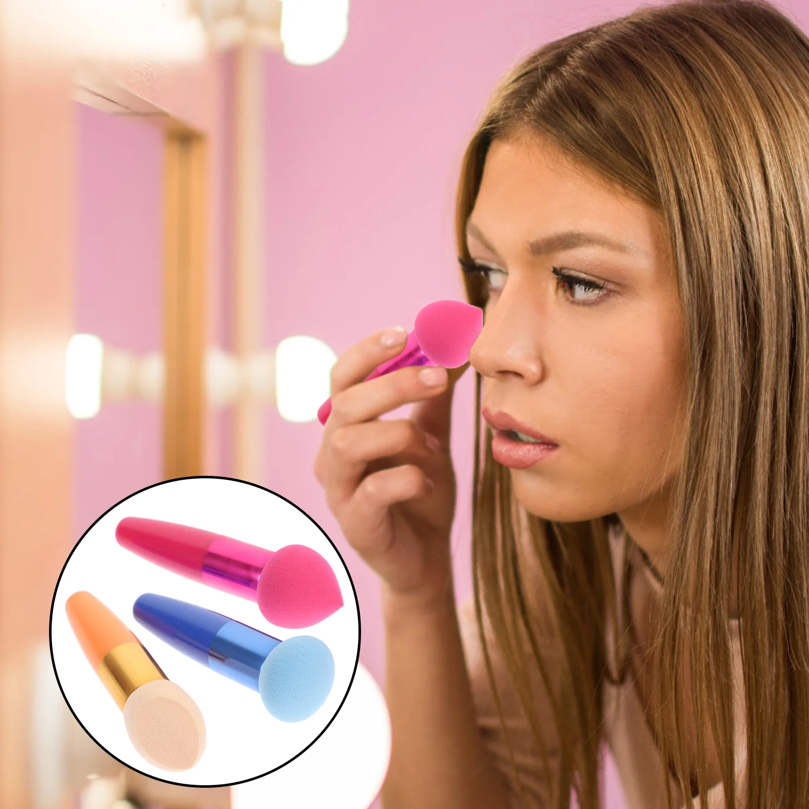 

Gourd Head Travel Make up Sponge Lollipop Makeup Cover Brush Tools