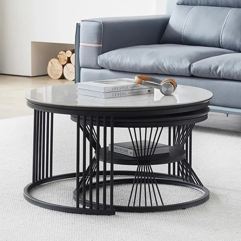 Living Room Slate Side Table Decor Telescopic Metal Trendy Coffee Tables Minimalist Premium Modern Meubles Trendy Furniture