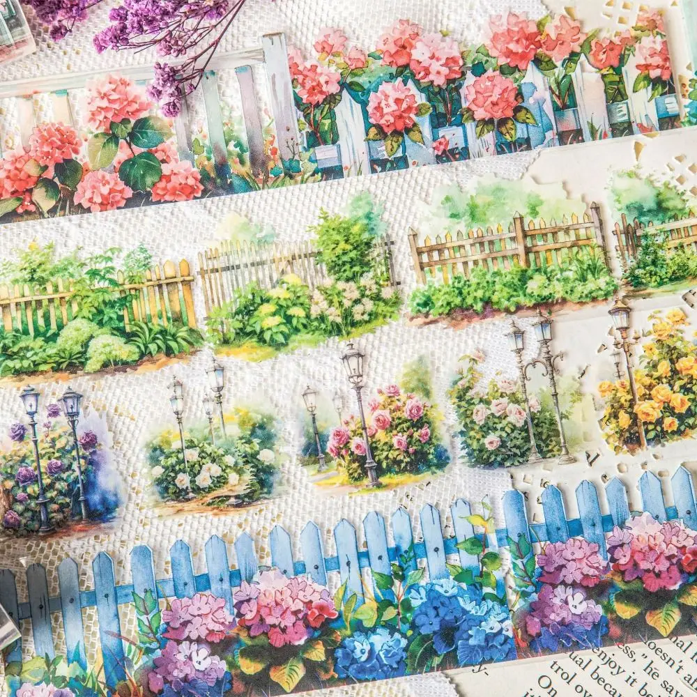 

200cm/roll Fence Plant Adhesive Tapes Decorative PET DIY Paper Sticker Journal Scrapbooking Stikcers For Hand Account