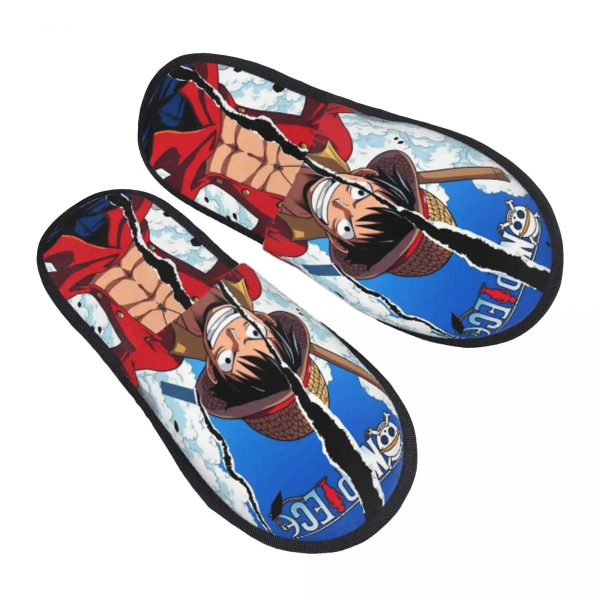OnePieces Luffys Zoro O-one-piece-e Winter Cotton Plush Slippers Indoor Soft Memory Foam Slides Anti-skid