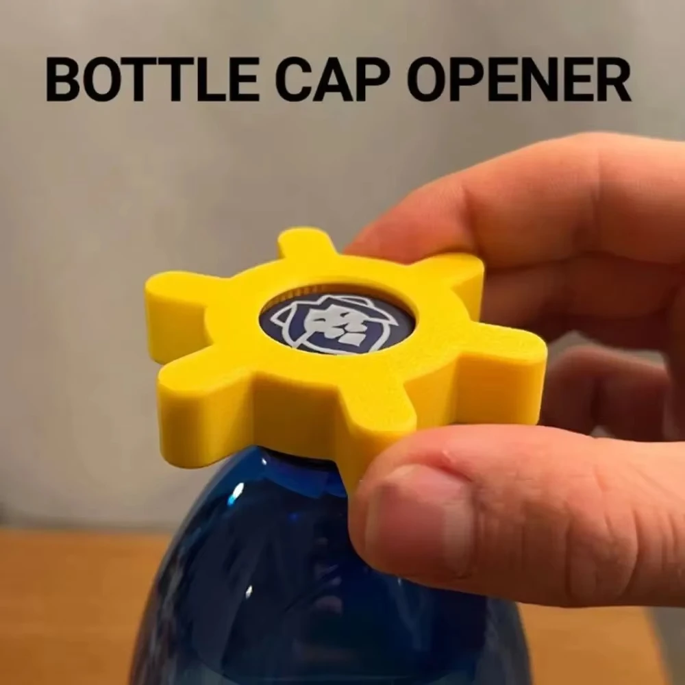 Unique Multi-function Bottle Cap Opener Yellow Plastic Rotar