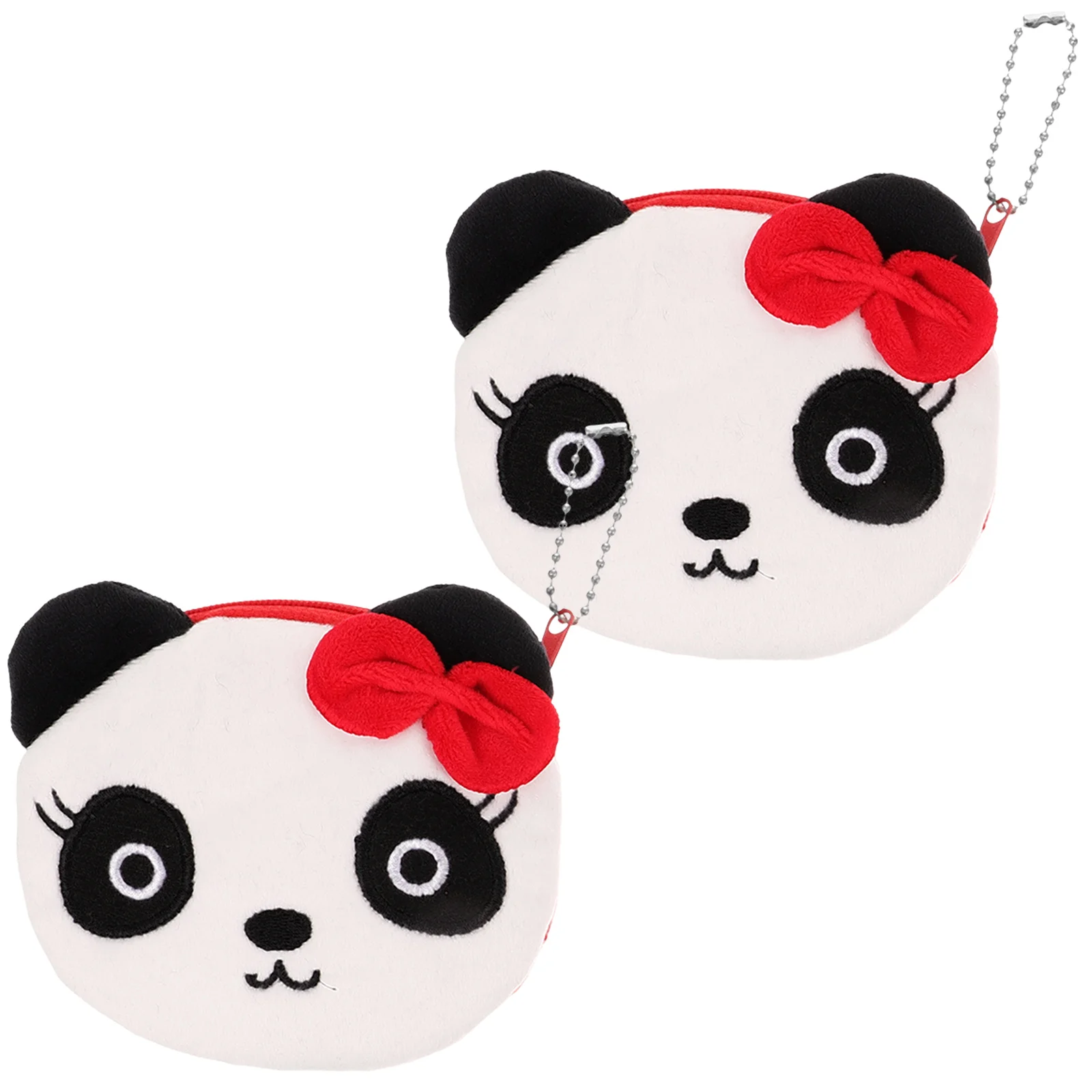 

Cartoon Panda Children's Plush Coin Purse Zipper (Red Panda) 2pcs Card Holder Wallet Women Ladies for Short Cloth