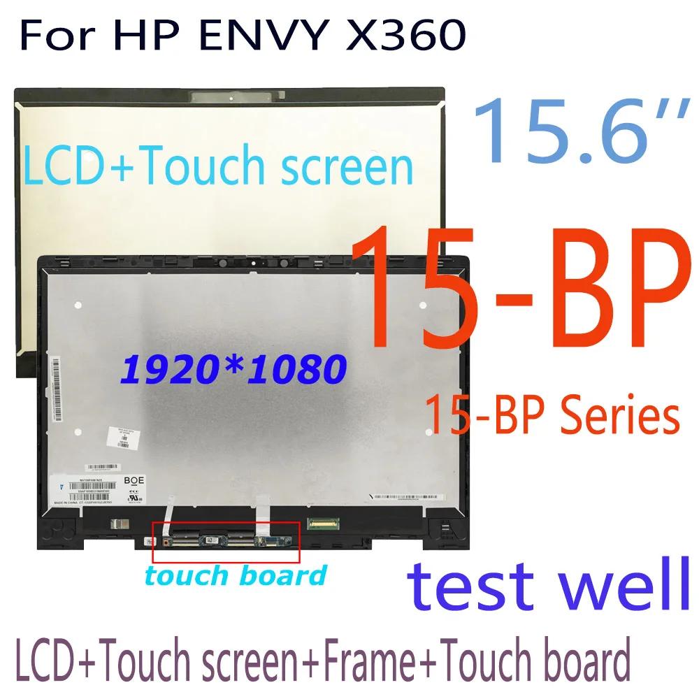 Pantalla LCD táctil de repuesto AAAAA + para impresora HP ENVY X360, 15,6 ", 15-BP, 15-BP, marco de montaje de digitalizador, 15M-BP