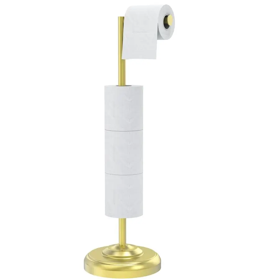 

Toilet Paper Holder Stand with Storage Holds 4 Extra Rolls Brushed Gold Toilet Paper Holder for Bathroom Sturdy Base, Classic Re