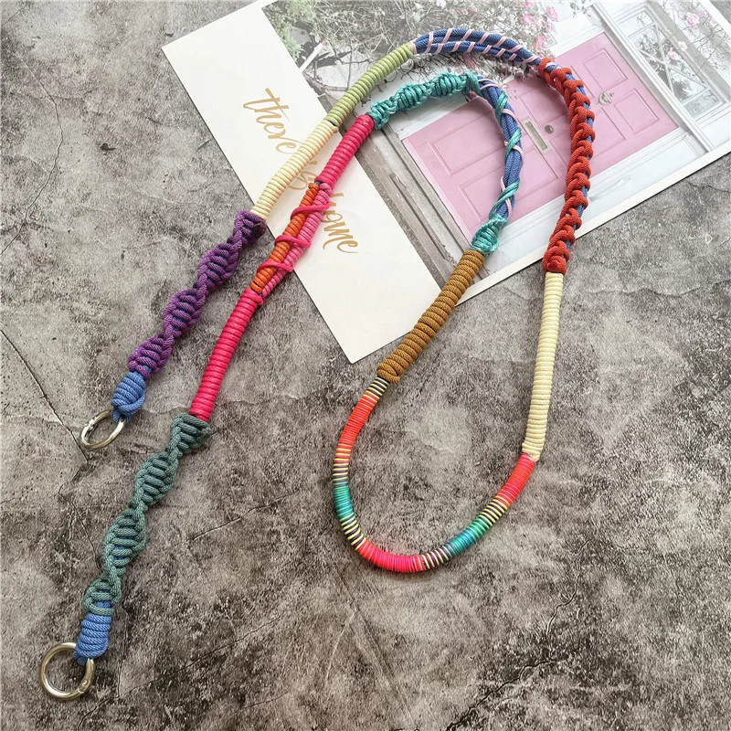 Lanyard Women Crossbody Bag Strap Contrast Color Shoulder Strap for Bag Handmade Rope for Mobile Phone Accessories Decorations