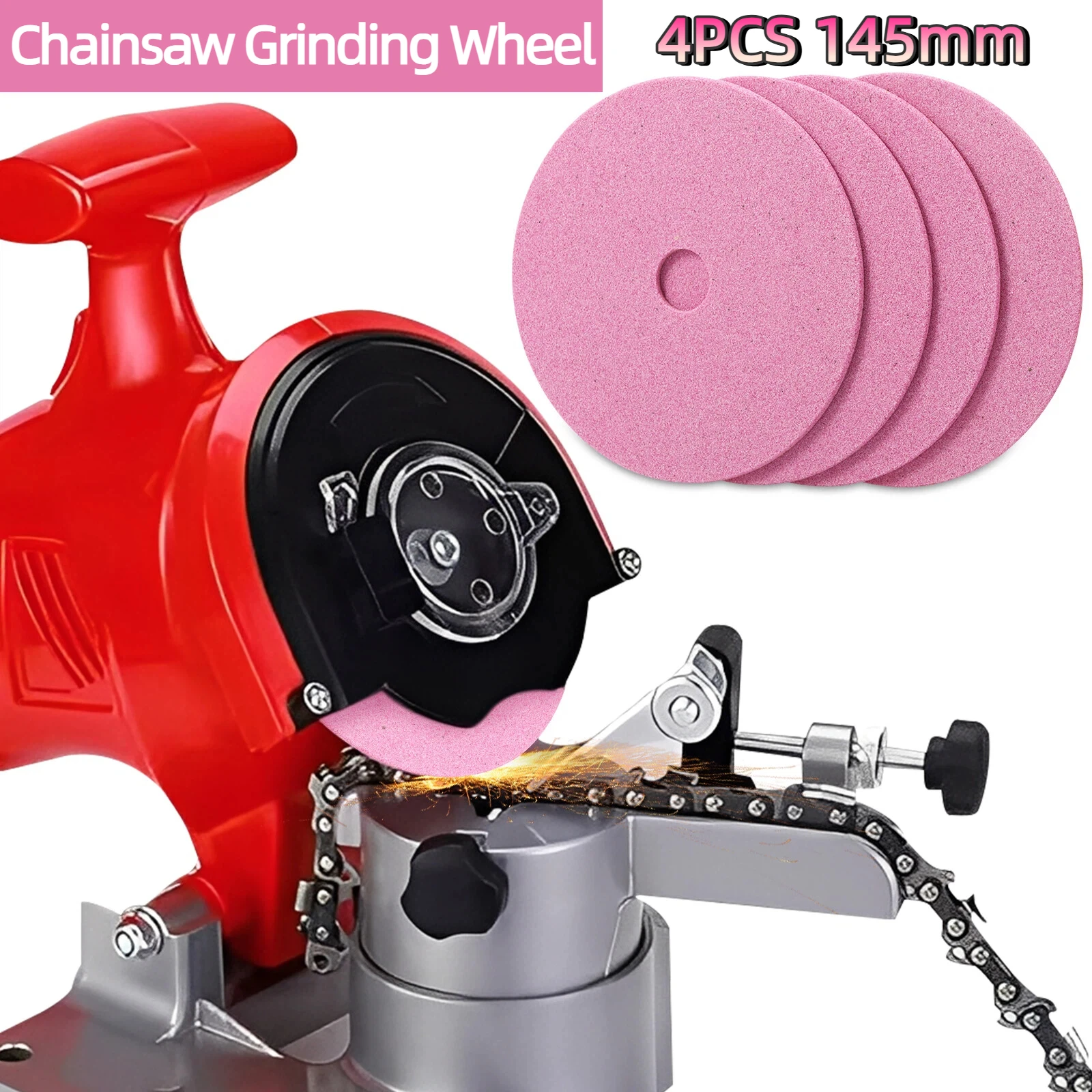 4Pcs 5-3/4 Inch Ceramic Chainsaw Grinding Wheel Precision Finish High Density Chain Grinder Sharpening Wheel for 3/8