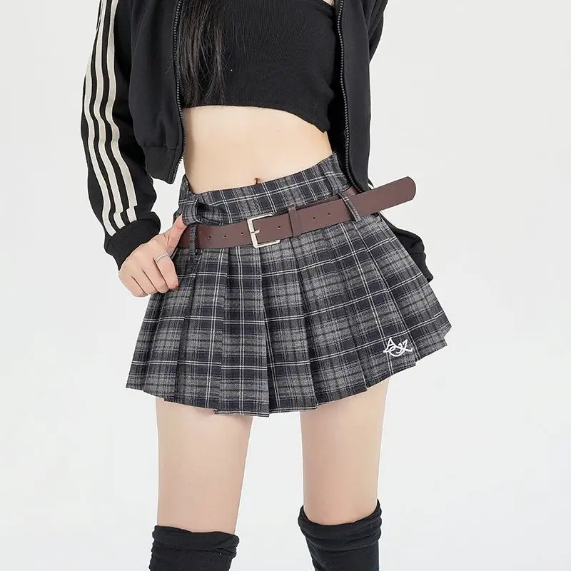 STSVZORR Half-length Skirt Women's Spicy Girl Style Plaid Skirt Autumn and Winter New High Waist Pleated Skirt