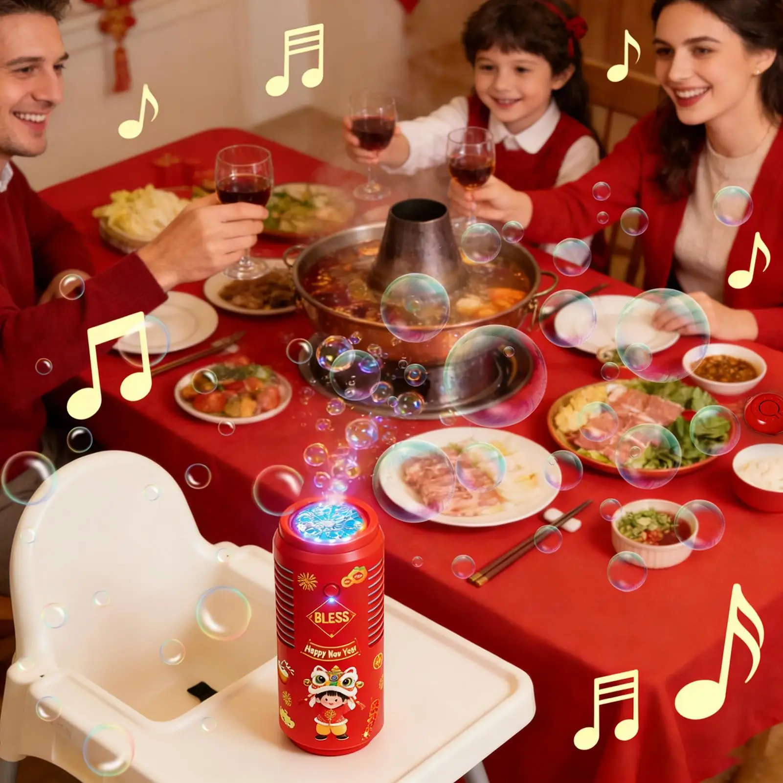 آلة فقاعات للحفلات متعددة الأوضاع لعبة آمنة للعام الصيني الجديد ألعاب فقاعات خارجية للأطفال والعطلات الداخلية والخارجية