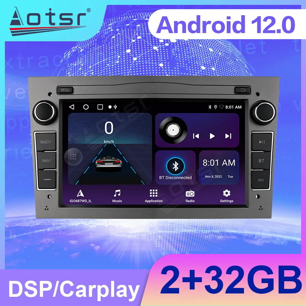 

7-дюймовый автомобильный радиоприемник Android 12 для Opel, видеосенсорный экран, Bluetooth Carplay, авто аудио, мультимедийный плеер, стерео головное устройство