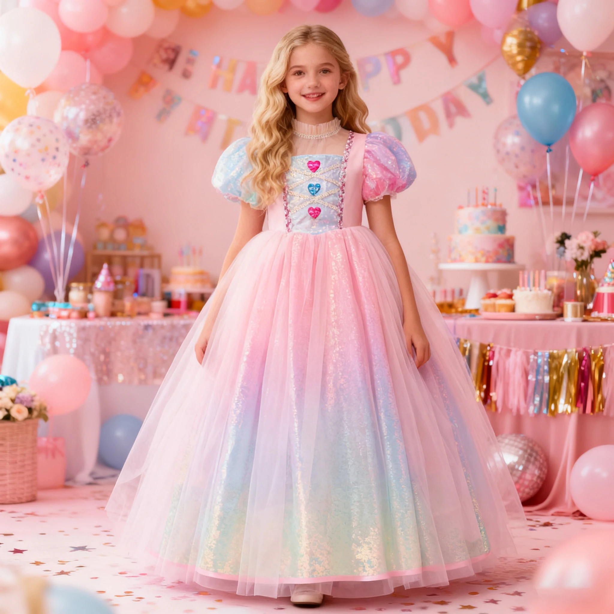 Elegant Sleeping Beauty Party Girls Dresses Sequin Birthday Bridesmaids Princess Prom Dress for Girl Bow Wedding Evening Costume