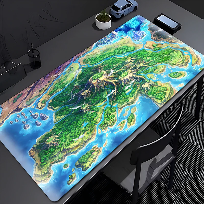 Mouse Pad PC Gamer Cabinet Mousepad Laptop Game World Map And Terrain Keyboard Pad Cartoon Anime Clouds Extended Desk Mouse Mat