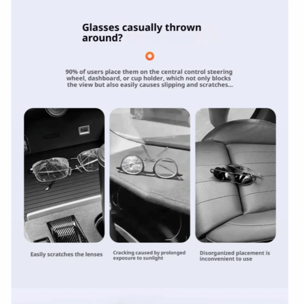 Premium Car Visor Glasses Case Flocking Inner ABS Eyeglasses Protection Box Storage Shock-proof Car Sunglasses Holder Automobile