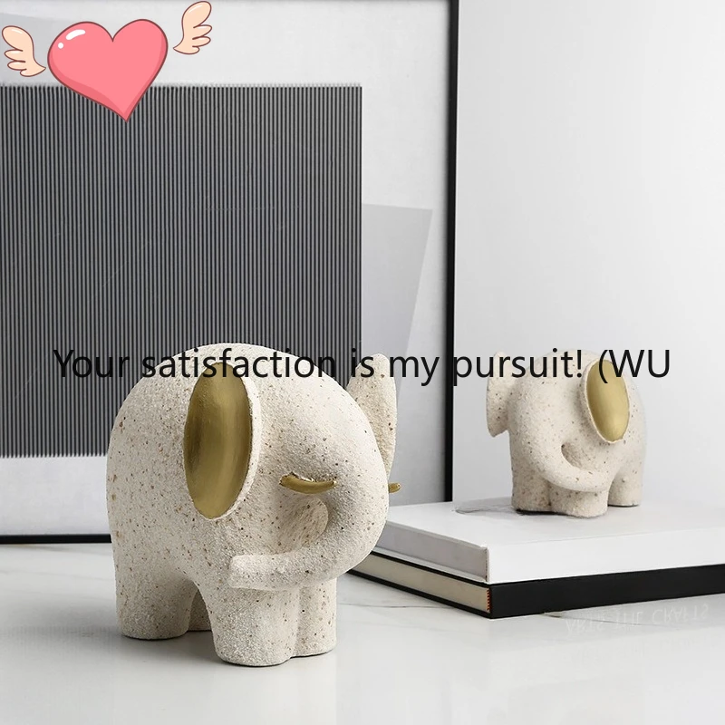 ZOCI-Sandstone abstract golden-eared baby elephant ornament living room TV cabinet children's room desktop creative decoration