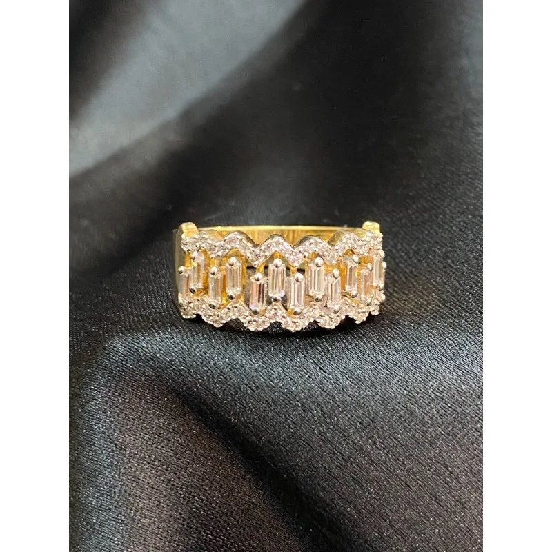 Solid 925 Sterling Silver Ring Fully Set with Moissanite Festive Gift Ideal for Any Occasion
