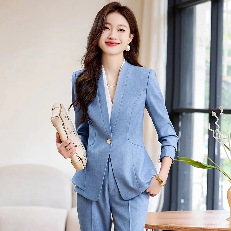 Black Suit Set Women's Spring and Autumn High-Grade Temperament Business Clothing Suit Beauty Salon Hotel Front Stage Work Wear