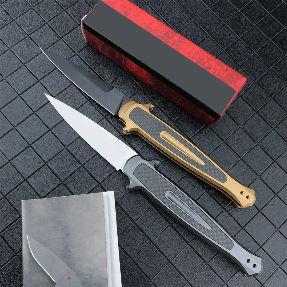 KS 7150 Launch 8 Folding Pocket Knife D2 Steel Blade Aluminum Alloy Inlaid with Carbon Fiber Handles  Sharp Rescue EDC Tools