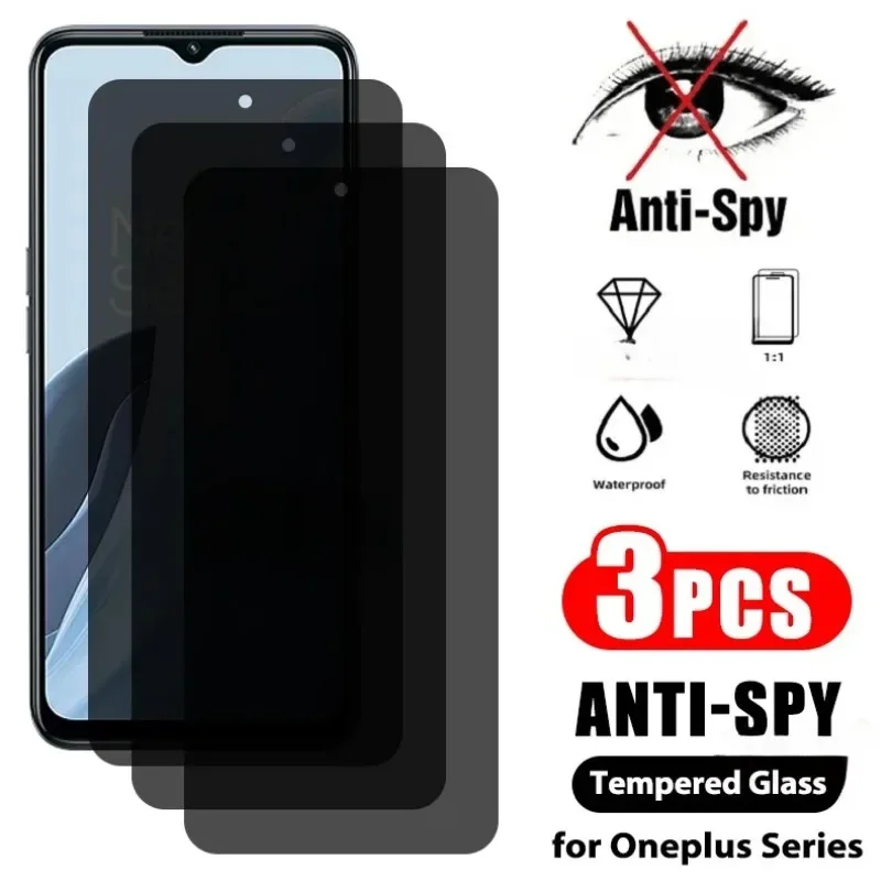 Película de vidrio templado antiespía para One Plus Nord 3, 2T, CE 3, 2 Lite, N30, N20, 10R, 10T, 9RT, ACE 2V, 3 piezas