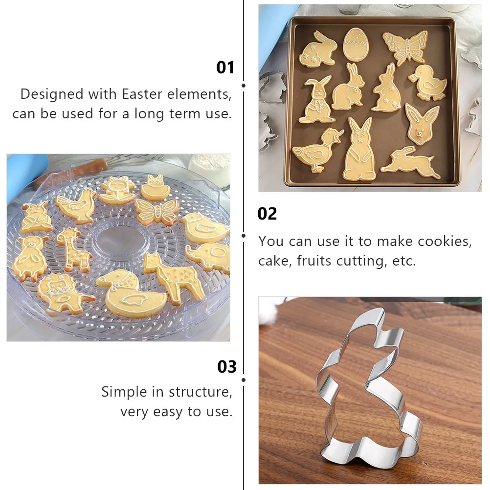 7Pcs Easter Cookie Cutter Set Food Safe Stainless Steel Molds Baking Cookies Cakes Fruits Dessert Making
