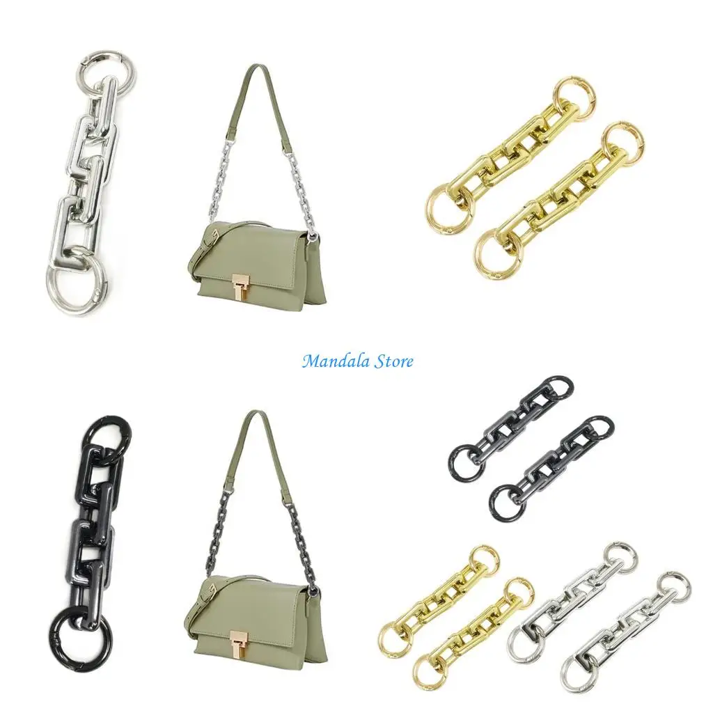 

U2JC 2Pcs PVC Purse Extension Chain Quick Install Clip On Bag Extendion Strap Replacement For Handbag Shoulder Bags Backpacks