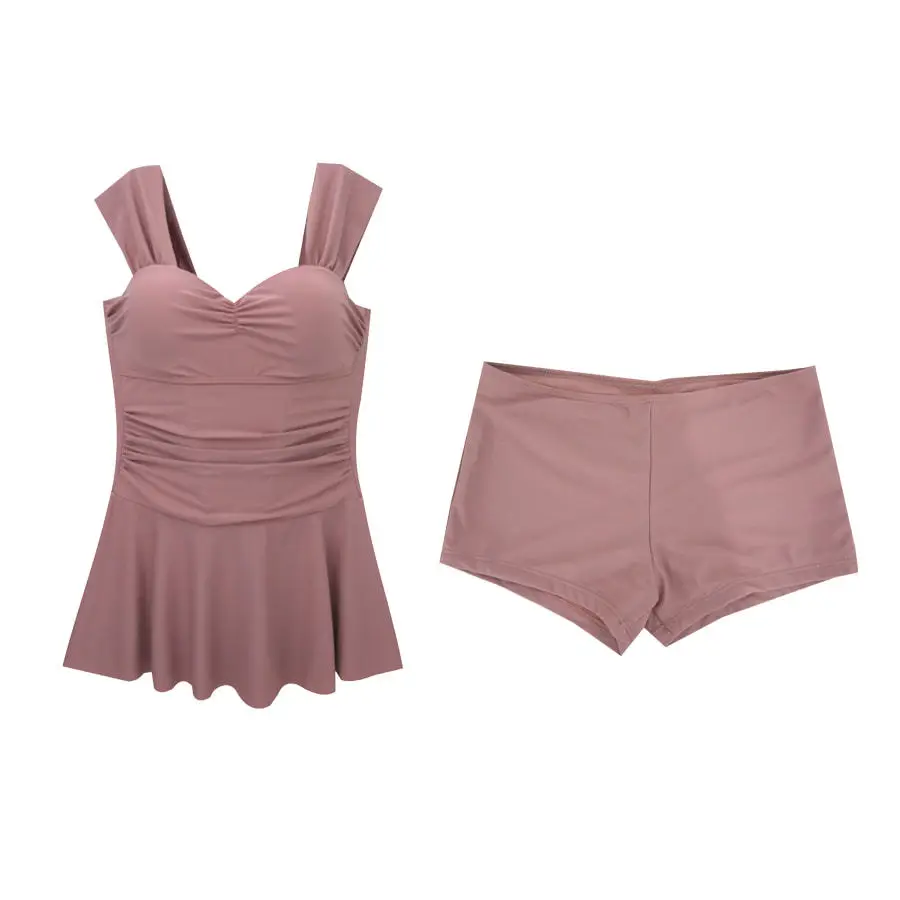 2025 Pink One Piece Swimsuit Women Swimwear Sexy Black Dress with Shorts Swimming Suit Korean Monokini Beach Bathing Suit Wear