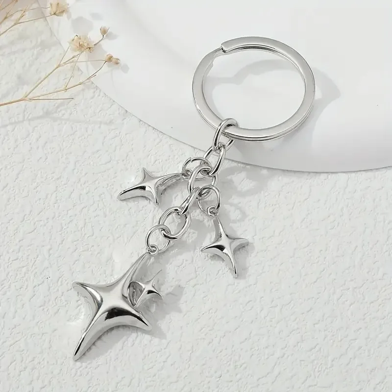 Fashion Stars Moon Alloy Keychain Key Chain For Women Men Gold Silver Color Couple Keychain Daily Jewelry