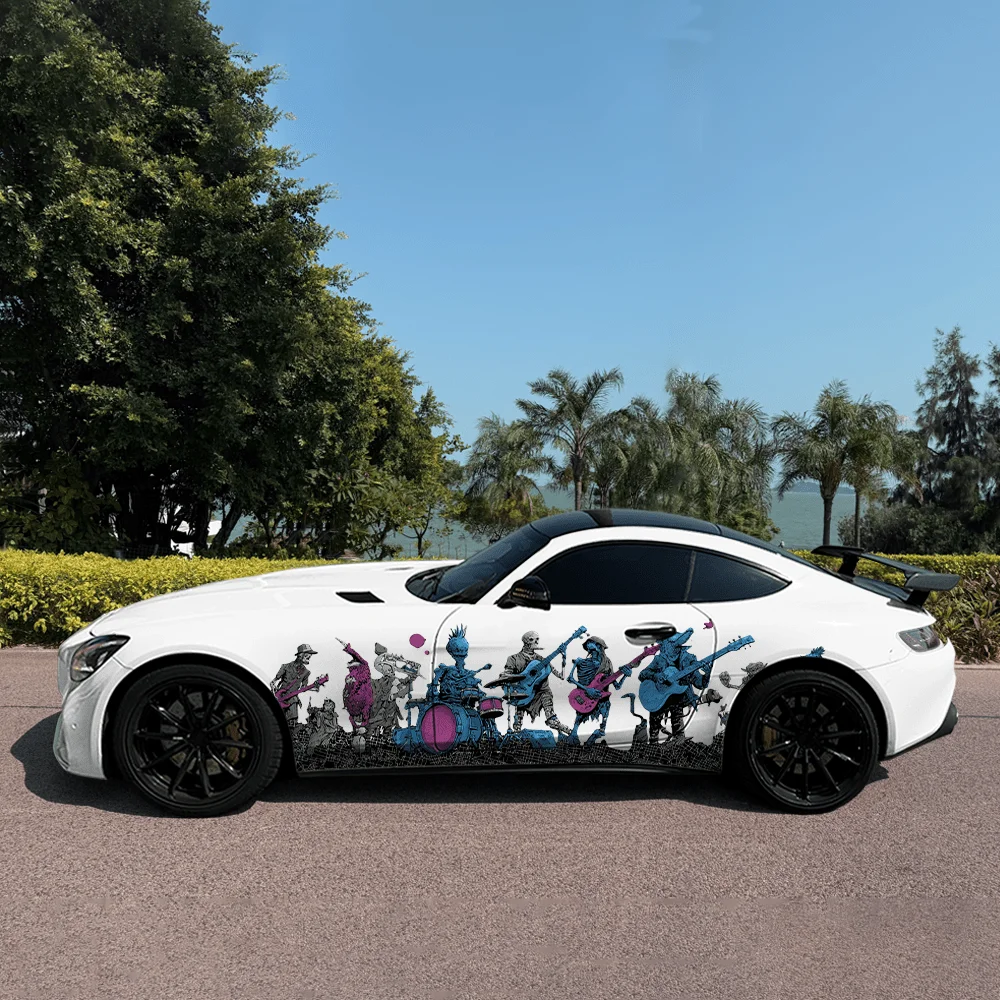 

Готическая инопланетянинская гитара, музыкальная автомобильная виниловая наклейка, самоклеящаяся наклейка из ПВХ, подходит для грузовиков, внедорожников, Декор, автоаксессуары, подарок