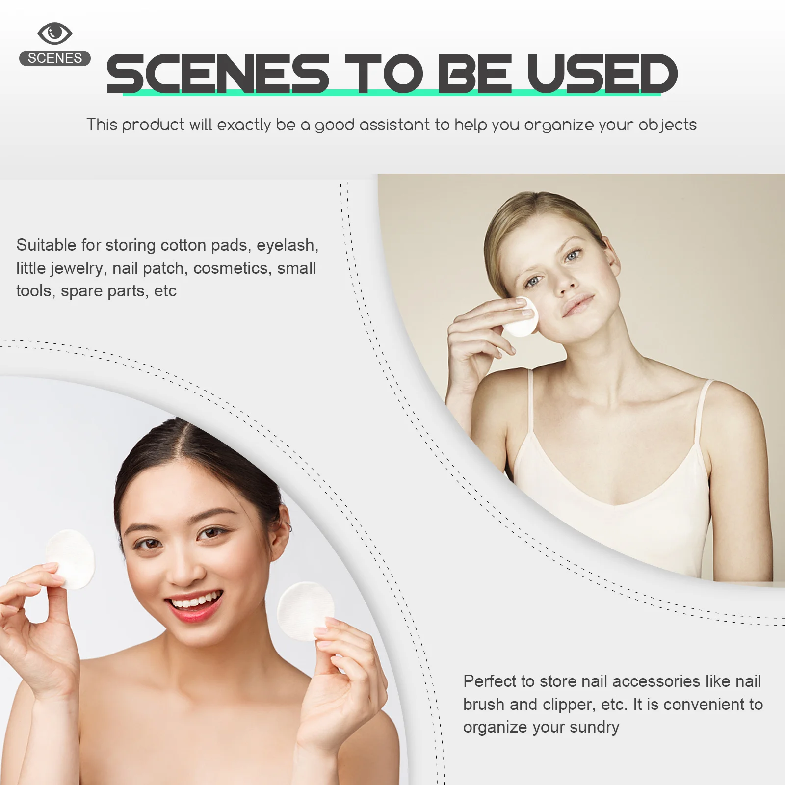 

Makeup Remover Cotton Storage Box Transparent Three Layers Organizer Jar For Nail Art Tools Jewelry Sundries