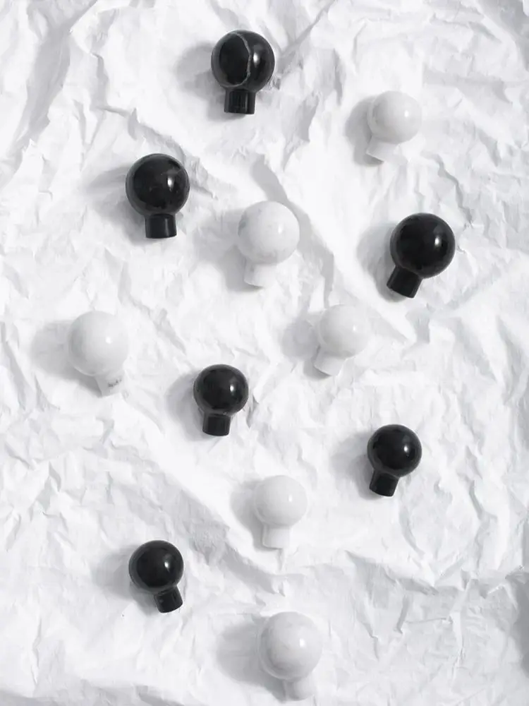 Natural Marble White Black Stone Cabinets Handles Round Ball Drawer Knobs Bedroom Wardrobe Dresser Pulls Kitchen Accessories