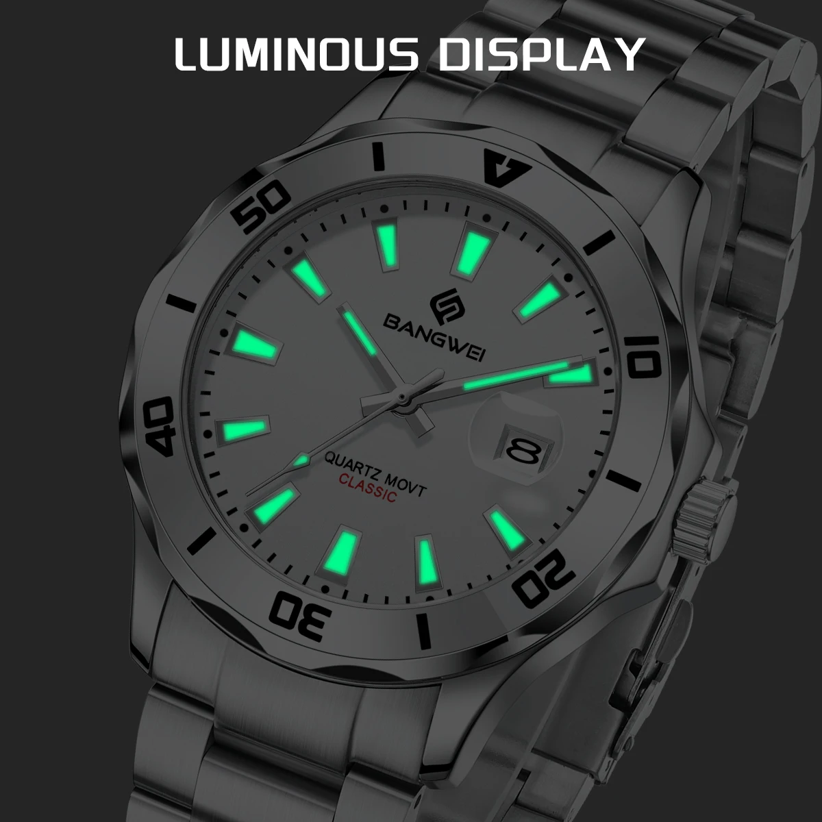 LIGE رجل فاخر ساعة اليد الأعمال الفولاذ المقاوم للصدأ تاريخ كوارتز ساعة رجالية مقاوم للماء مضيئة تاريخ ساعات رجالية ساعة + صندوق #5