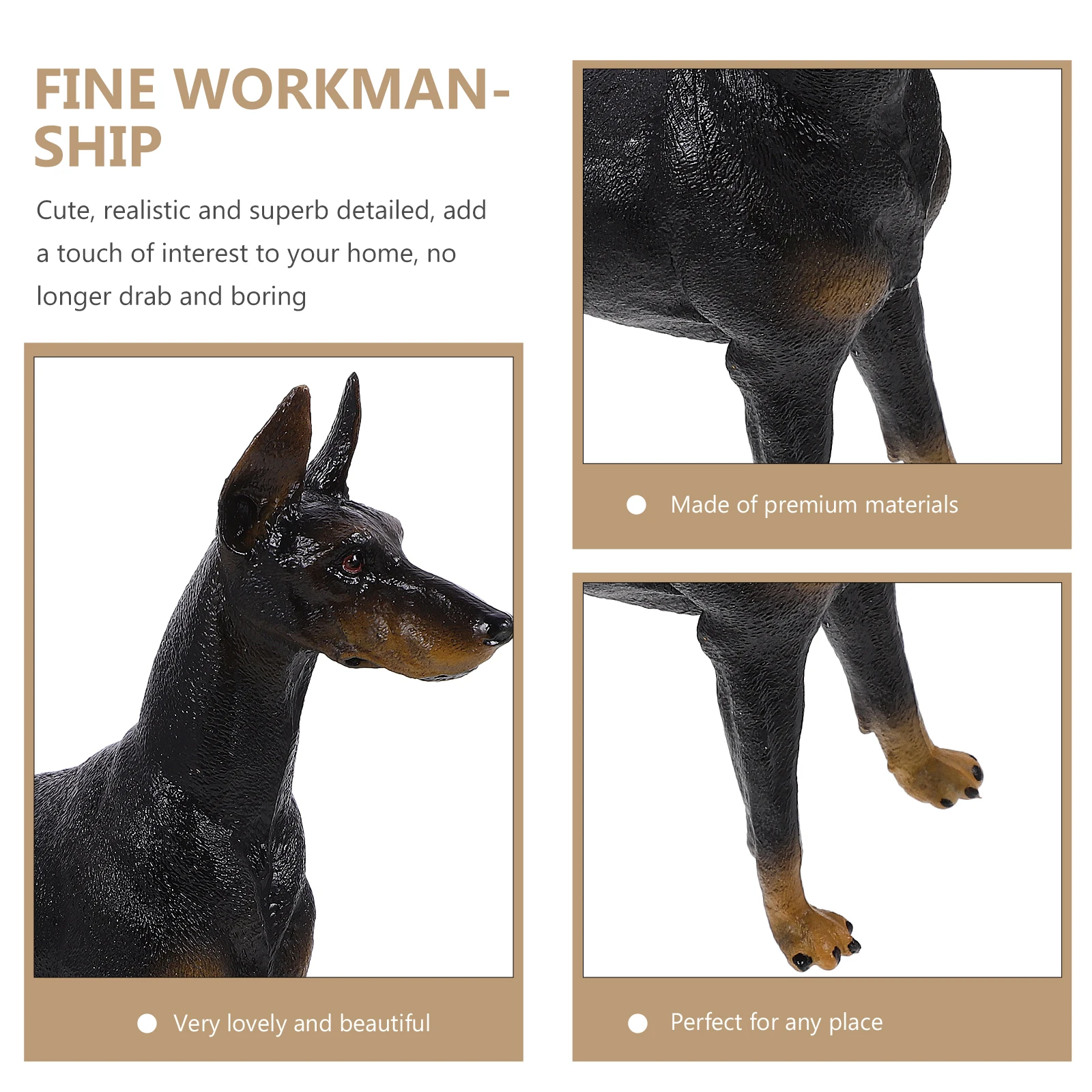 

1pc Simulated Doberman Pinscher Figure Toy Animal Decor Realistic Detailed Craftsmanship Home Office Ornament