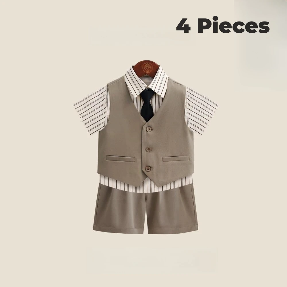 

Summer Handsome Boys Back-to-school Suit Set 4 Pieces,High Quality Casual Suits For Kids Performance Wear,Fast Delivery Outfit