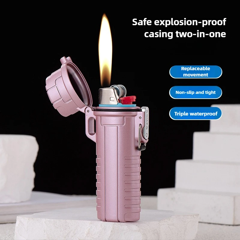 Waterproof Case Grinding Wheel Open Flame Lighter Anti-drop Explosion-proof Triple Waterproof Device Lighter Case