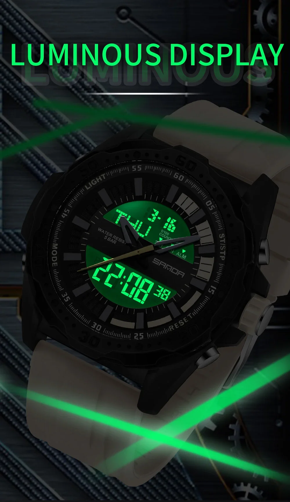 SANDA Men's Dual Display Electronic Watch Sports Multi functional Waterproof LED Student Electronic Watch 2025