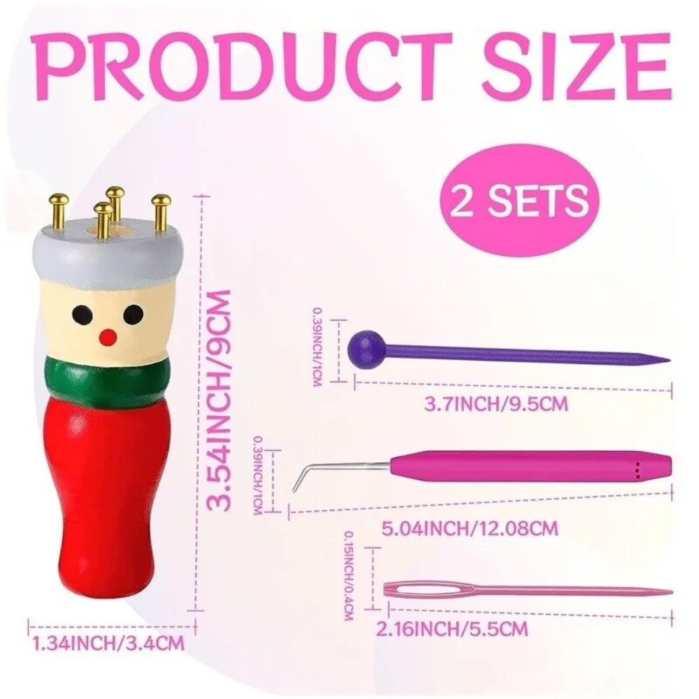 مجموعة دمية الحياكة الخشبية ، حبل فرنسي محلي الصنع ، أداة ربط ، أداة حياكة ، طقم من قطعتين للمبتدئين #6