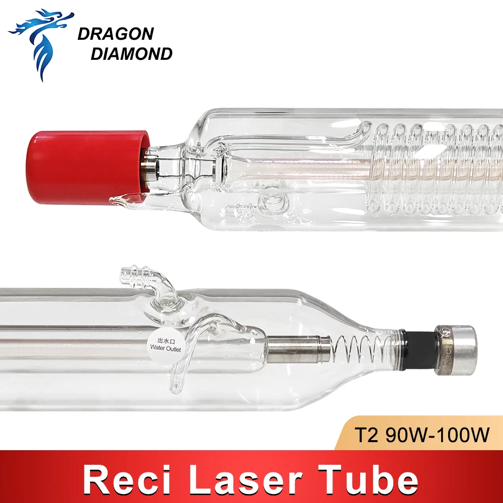 DRAGON DIAMOND Reci T-series T2 90W-100W CO2 Laser Tube Length 1250mm Dia.65mm for Laser Engraving Cutting Machine