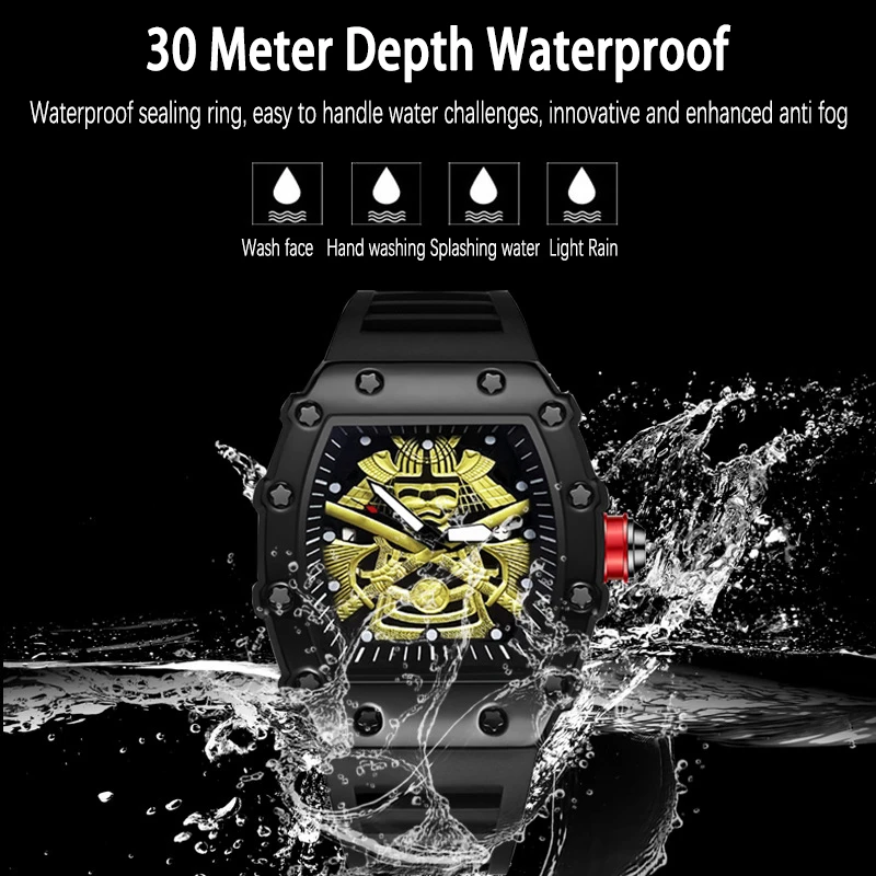 UTHAI BK138 Samurai Domineering Men\'s Watch Sports Fashion Waterproof Luminous Calendar Wine Barrel Quartz Watch for Men